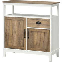 Homcom - Mobile Cucina Stile Rustico Bianco e Marrone 76.6x 35x 81.5cm