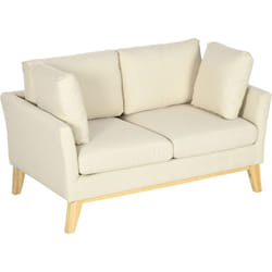 Homcom - Divano da 2 Posti 137x78x78cm Beige in Legno di Eucalipto