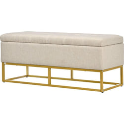 Homcom - Panca con Contenitore 110x44x48cm, Beige in Poliestere Trapuntata