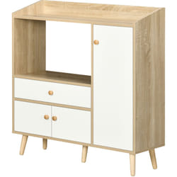 Mobile Cucina per Microonde 90x30x94cm Bianco con 2 Armadietti e Cassetto - Homcom