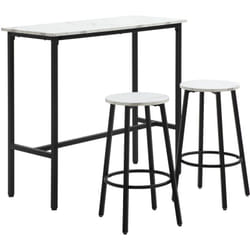 Homcom - Set Tavolo e Sedie 3pz in Truciolato mdf e Acciaio Bianco e Nero