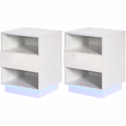 Descrizione: Trasforma la tua camera da letto con i nostri 2 comodini moderni HOMCOM! Dotato di 16 colori di luci RGB aliment ...