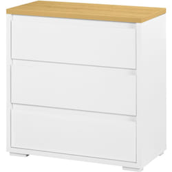 Homcom - Cassettiera a 3 Cassetti in Truciolato Bianco 70x37x75cm