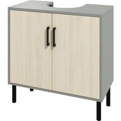 Mobile Bagno a Doppia Anta con Ripiano Sotto Lavabo 60x30x60cm - Kleankin