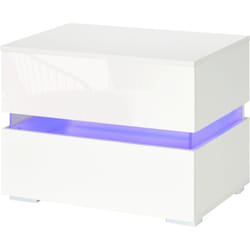 Homcom - Comodino con Luce led rgb 2 cassetti e 16 colori 60x39x47cm, Bianco