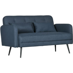 Divanetto 2 Posti con Rivestimento in Tessuto e 2 Cuscini Blu Scuro - Homcom