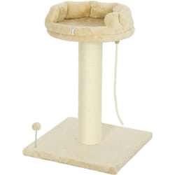 PawHut Tiragraffi per Gatti con Lettino in Peluche e Palo Sisal 55x55x83cm Beige