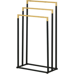 Kleankin - Porta Asciugamani a 3 Livelli in Bambù e Acciaio 45x22.5x86 cm