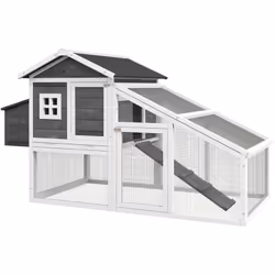Descrizione: Regala una nuova casa alle tue galline con questo pollaio in legno PawHut. Comprende una grande area interna e u ...