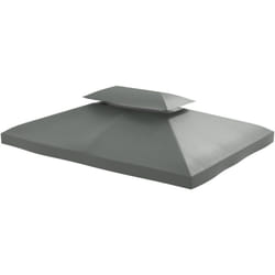 Tetto per Gazebo 4x3 m a 2 Livelli in Poliestere Grigio Scuro - Outsunny