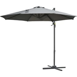 Ombrellone da Giardino a Manovella con Angolazione Regolabile Grigio - Outsunny