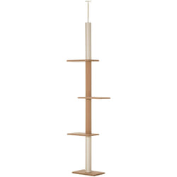 PawHut Albero Tiragraffi a 4 Livelli Altezza Regolabile 228-260cm Marrone