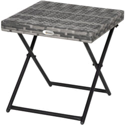 Tavolino da Esterni Pieghevole Salvaspazio Rattan pe e Acciaio Grigio - Outsunny