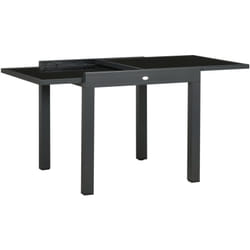 Outsunny Tavolo da Giardino Allungabile con Piano in Vetro 80-160x80x75cm Nero