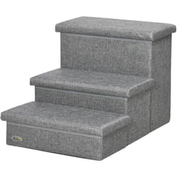 Pawhut - Scala per Cani e Gatti Max 5kg a 3 Gradini con Spazio Interno Grigio