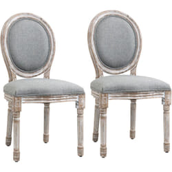 Set 2 Sedie da Pranzo Classiche Imbottite, in Legno e Tessuto Grigio - Homcom