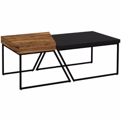 Descrizione: Questo set di tavolini da caffè HOMCOM dallo stile industriale è formato da due tavolini da salotto separabili d ...