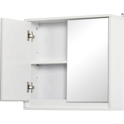 Homcom - Specchiera Bagno a 2 Ante da Parete con Ripiano Regolabile in mdf Bianco