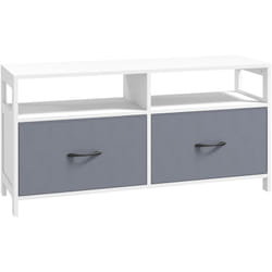 Homcom - Mobile tv Basso 45' max in mdf e Tessuto non Tessuto Bianco e Grigio