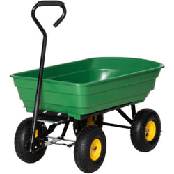 Outsunny - Carrello da Giardino 75L in Acciaio e pp con Vasca Ribaltabile