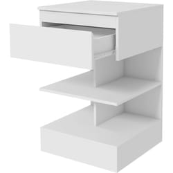 Homcom - Comodino con Cassetto e 2 Ripiani in Truciolato e mdf Bianco