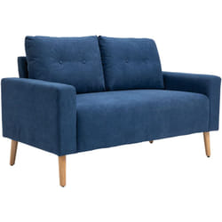 Homcom - Divano Moderno 2 Posti Stile Nordico in Poliestere e Legno Blu