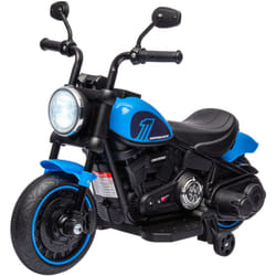 Homcom - Moto Giocattolo per Bambini 18-36 Mesi in pp e Metallo Blu e Nero