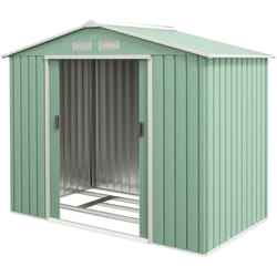 Casetta Porta Utensili in Lamiera con Porte Scorrevoli Verde Chiaro - Outsunny