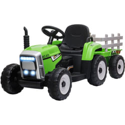 Homcom - Trattore per Bambini Elettrico 12V con Rimorchio e Telecomando Verde