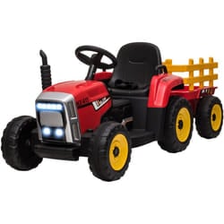 Homcom - Trattore per Bambini Elettrico 12V con Rimorchio e Telecomando Rosso