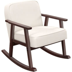 Homcom - Poltrona a Dondolo in Tessuto Effetto Lino e Legno Beige Marrone