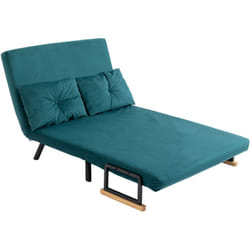 Homcom - Divano Letto Vellutato Blu Scuro Design 3 in 1 con Cuscini Imbottiti