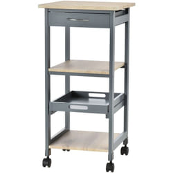 Carrello da Cucina Portavivande con Cassetto e Vassoio Estraibile Grigio - Homcom