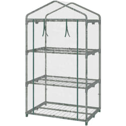 Outsunny - Mini Serra 3 Ripiani e Copertura in Plastica 69x49x125cm Trasparente