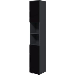 Colonna Bagno in Truciolato con Ripiani e Armadietti Nero Grigio Scuro - Kleankin