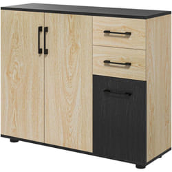 Mobile Cucina con 2 Armadietti e 2 Cassetti 90x30x75.5cm Noce e Nero - Homcom
