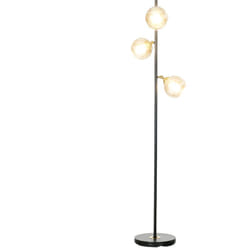 Homcom - Lampada Moderna in Metallo ad Albero con 3 Paralumi in Vetro Nera Grigia