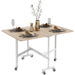 Tavolo da Pranzo Pieghevole 2 Ribalte con Rotelle 120x80x73cm Rovere - Homcom