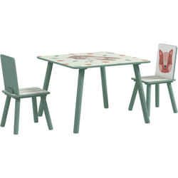 Zonekiz - Set 3pz per Bambini Tavolo Quadrato 60x60x44 cm e Sedie 26.5x26.5x50 cm