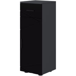 Mobiletto da Bagno in Truciolato con Cassetto Armadietto Grigio Nero - Kleankin