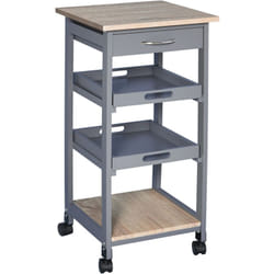 Carrello Portaoggetti in Legno di Pino e mdf Grigio e color Rovere - Homcom