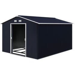 Outsunny - Casetta da Giardino con 2 Porte e 4 Prese d'Aria Grigio Scuro