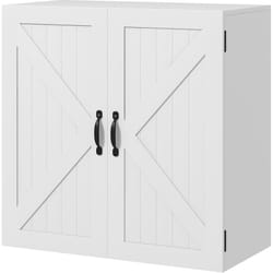 Armadietto Bagno Stile Country in Legno con Ripiano Regolabile Bianco - Kleankin