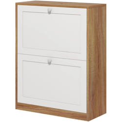 HOMCOM Mobile Scarpiera da Ingresso in MDF Truciolato per 12 Paia Bianco Rovere