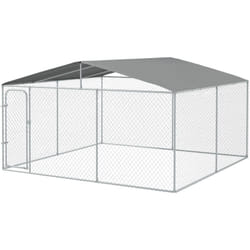 PawHut Kennel per Cani in Metallo Galvanizzato con Tettuccio in Tessuto Oxford