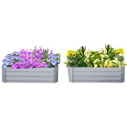 Letti per Orto Rialzati Set 2 Pezzi in Acciaio Colorato Grigio - Outsunny