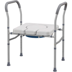 HOMCOM Sedia Comoda WC per Disabili e Anziani 4 in 1 Altezza Regolabile Grigio