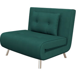 Homcom - Poltrona Letto Singolo 3in1 in Velluto Schienale Reclinabile Verde Scuro