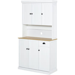 Mobile Dispensa Stile Country in Legno con Armadietti e Cassetto Bianco - Homcom