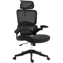 Vinsetto - Sedia Ergonomica con Braccioli Regolabili e Supporto Lombare Nera